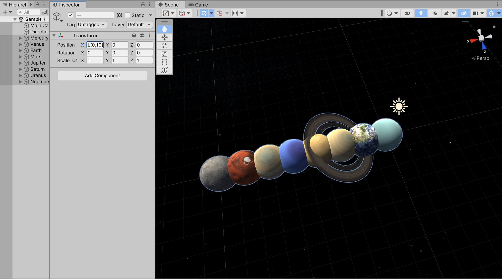 Linear or random distribution of GameObjects in the Inspector